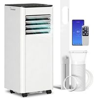 Aire acondicionado portátil de 7000 BTU: refrigeración, deshumidificación, ventilador, modo nocturno.