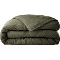 Housse de couette lin lavé kaki 260x240