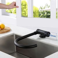 Lonheo Mitigeur Cuisine Rabattable Noir Pivotant à 360°, Robinet de Cuisine avec Poignée Pliable Contre Fenêtre, Robinet Mitigeur Evier Acier Inox Eau Chaude et Froide pour Cuisine