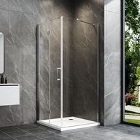 Duschkabine 75x80 cm Falttür Duschabtrennung Duschkabine Eckeinstieg Duschwand Dusche mit Seitenwand aus 6mm NANO ESG Sicherheitsglas, Höhe 195 cm