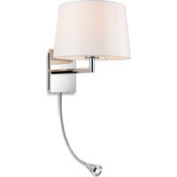 Firstlight Grand Applique avec liseuse réglable à interrupteur chromé avec abat-jour crème