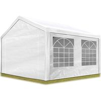 TOOLPORT Partyzelt Pavillon 3x4 m in weiß PE Plane 350 N Wasserdicht UV Schutz Festzelt Gartenzelt