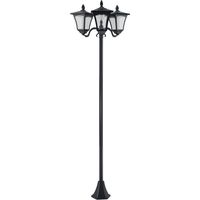 1.8m Traditional Victorian Style 3 Way Head Outdoor Garden Solar Post Lamp Sensor Dimmable LED Lantern Bollard Pathway IP44 – Black