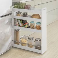 SoBuy White 4 Tiers Slide Out Storage Tower Rack on Wheels,NSR01-W