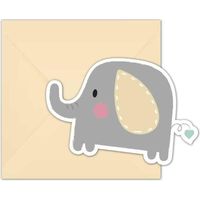 Invitaciones con diseño de bebé elefante, 6 sobres.