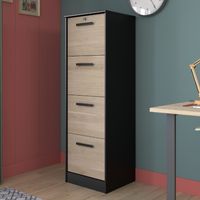 Classeur pour dossiers Sil-138cm-4 tiroirs-noir/chêne