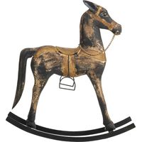Caballo balancín de madera acabado artesanal negro 73x20x84h cm