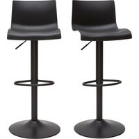 Miliboo – Lot de 2 tabourets de bar réglables en métal noir – Assise en polypropylène ergonomique – Hauteur réglable 81-103 cm – Dossier haut et assise tournante