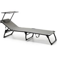 Lettino Shark antrazit mit verstellbarem Sonnendach 187x60x30