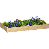Jardinera Elevada Huerto Urbano para Cultivar Plantas con Divisor y Base Abierta 235x121x26 cm Natural