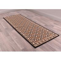 Traditional Poly Esta Bordered Classical Floral Black Rug Floor Mat Carpet Hallway 70 x 200 cm (2'4''x6'7'') Runner