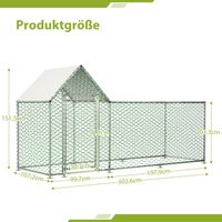 Pollaio con recinto all'aperto 3x1x1,5m con lucchetto di sicurezza e telo in PE impermeabile, recinto per piccoli animali in metallo per polli, conigli e altri piccoli animali