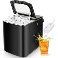 Machine à Glaçons - 9 Glaçons en 6 à 8 Minutes, 12kg en 24h - Autonettoyante, Alarme niveau d'eau bas/glace pleine