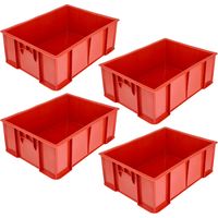 Garronda Boîte de rangement alimentaire 49x36x17 cm caisse plastique empilable HDPE étanche bac de transport professionnel pour stockage viande fruits légumes GD-0191 (Rouge) Lot de 4