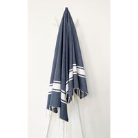 Fouta 100x200 cm Cap Ferret Bleu Brut - 100% coton - franges