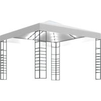 Chapiteau de jardin avec guirlande lumineuse à LED 3x3 m Blanc