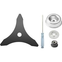 Maintenance kit with brush cutter blade and lawnmower adapter -