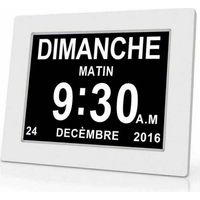Horloge calendrier numérique One Piece 7 pouces avec date et heure, horloge Alzheimer pour parents, rappel de médicaments pour grands-parents et enfants - Blanc - 20.414.32.4cm