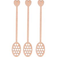 3 pièces Mélangeur à Miel en Bois de Cerisier avec Motif Cœur, Ustensile de Cuisine pour Table