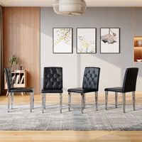 Quatre sets de chaises à table en noir, avec des pieds métalliques argentés… Un luxe discret. Idéal pour les salles à manger européennes. Les pieds métalliques argentés permettent une grande variété d