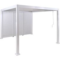 Pergola HHG-518 mit 3x Lamellenwand, Terrassenüberdachung Garten Lamellen-Pavillon, 10cm-Alu-Gestell 3x3m weiß
