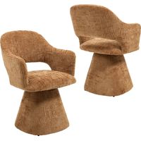Lot de 2 chaises en chenille orange – Chaise de salle à manger moderne – Fauteuil pivotant rétro avec dossier – Confort optimal et design élégant