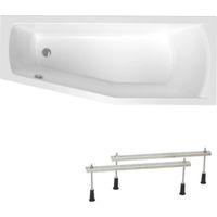 Siko 160x70 cm Laguna Aneta miscelatore asimmetrico per vasca/doccia con piedini, acrilico, destro, bianco (AN1600PPLUS-SET)