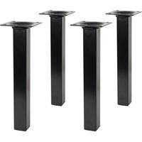 4er Set Tischfüße Ausführung Schwarz Eckig 25 x 25 mm Höhe 350 mm Möbelfüße