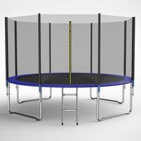 GALACTICA Trampoline Set 12FT Round Outdoor With Safety Net Enclosure Ladder Blue