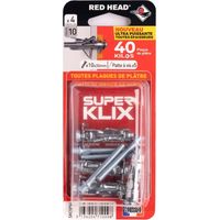 Set mit 4 Wanddübeln, 10 mm Durchmesser x 35 mm Länge, und Schraubzwinge, roter Kopf, 5 mm Durchmesser RED HEAD