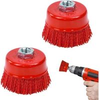 BUNTHAUS Lot de 2 brosses coupelles pour meuleuse d'angle, brosses en nylon pour perceuse, diamètre 75 mm, brosses en nylon pour meuleuse d'angle, brosses abrasives pour bois, brosses en nylon pour pe