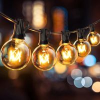 7.62M 25+2 Bulb String Lights for Outdoor and Indoor Use, G40 Outdoor String Lights, IP65 Connectable Christmas String Lights for Garden, Pergola, Parasol, and Wedding Decoration - Warm White