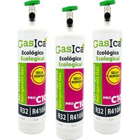 Pack 3 GASICA C10 PRO 400g Sustituto R410A R32 Incluye Válvula Gas Ecológico de Alta Eficiencia para Aire Acondicionado
