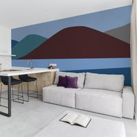 Papier peint panoramique Collines, Bleu 375 x 250cm
