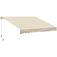 store extérieur manuel 350x250 cm structure aluminium, toile polyester imperméable, protection UV pour store banne terrasse balcon jardin crème