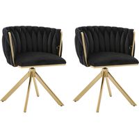 Poltrona Girevole 180° Design Ergonomico con Piedini Regolabili Antiscivolo per Ufficio Velluto Nero 56 x 50 x 70 cm