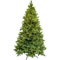 Albero di Natale Artificiale Verde H 210cm x L 135cm Super Folto con 3000 Luci Led Incorporate e Base a Croce in Metallo