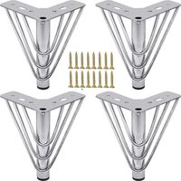 Cuatro patas de metal cromado, modernas y elegantes, intercambiables y compatibles con sofás, mesas de centro (de hasta 15 cm de altura), soportes para televisores y muebles de baño.