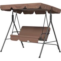 Balance de jardin 3 places avec toldo ajustable, cadre acier, marron 172x110x153 cm