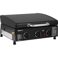 Royal Gourmet Barbecue à Gaz avec 3 brûleurs de 2,5 kW, Plancha à Gaz Exterieur avec Plaque de Cuisson Émaillée, Plancha Camping Gaz BBQ Gaz Portable avec Pieds Réglables pour Terrasse et Jardin
