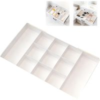 Caja de almacenamiento expandible de 9 compartimentos con divisores extraíbles, adecuada para tocadores, escritorios, cocinas, cajones poco profundos y encimeras, doble