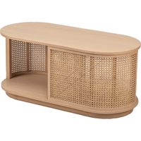 Nordlys – Table basse fixe en frêne laqué 90x40x40 cm – Rangement intégré – Bois certifié durable FSC – Facile à entretenir