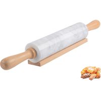 Rouleau À Pâtisserie En Marbre - 38 Cm - Poignées En Bois - Support En Bois - Pour Pâte À Pizza Tartes Pâtes - 1 Pièce