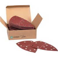 Vonroc – Lot de 50 feuilles abrasives 100x150 mm – 5 grains K40/K80/K120/K180/K240 – Perforées pour ponceuses avec aspiration – Ponçage bois dur et peint