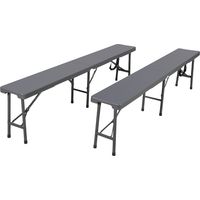 HATTORO Set de 2 Bancs de camping Bancs pliables Banc de jardin Banc valise 180cm Gris