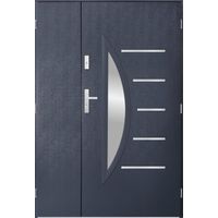 Porte d'entrée double CENTORO 130x200 cm anthracite - Poignée et serrure : Sans - Poussant: Droit