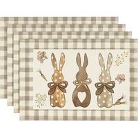 Set De Table - Motif Lapin Et Carottes - 30 x 45 cm - Pour Printemps Pâques Banquet Cuisine - Lot De 4