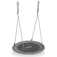 Relaxdays balançoire-nid d'extérieur Ø110 cm, disque rond, jusqu'à 100 kg, pour enfants et adultes, grise
