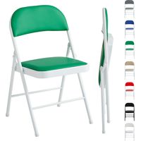 Set of 1 Faux Leather Foldable Chair with Metal Frame and Padded Seat GREEN