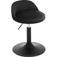 WOLTU 1x Bar Stools in Velvet Chairs Height Adjustable Stools Backrest, Black +Black